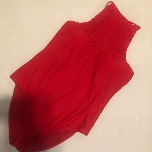 Red One Piece Bathing Suit - Aerie -L